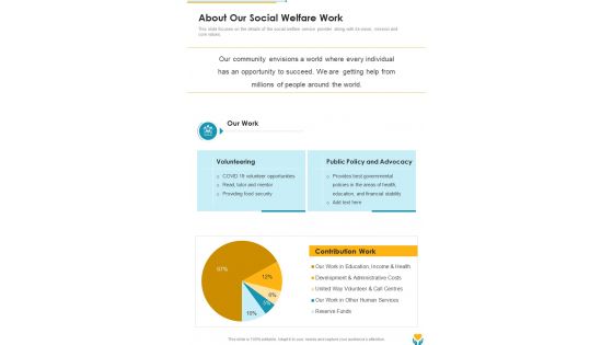 About Our Social Welfare Work One Pager Sample Example Document