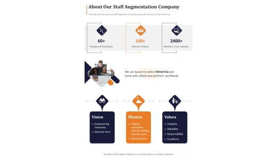 About Our Staff Augmentation Company One Pager Sample Example Document