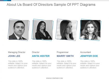 About us board of directors sample of ppt diagrams