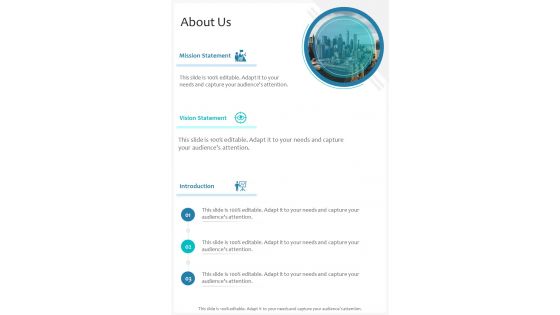 About Us Business Proposal Template One Pager Sample Example Document