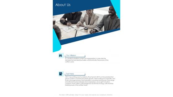 About Us Copywriting Proposal Template One Pager Sample Example Document