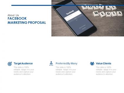 About us facebook marketing proposal ppt powerpoint presentation file