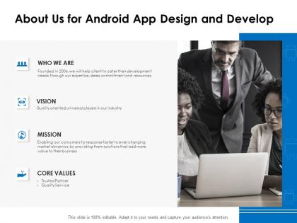 About us for android app design and develop ppt powerpoint presentation infographics