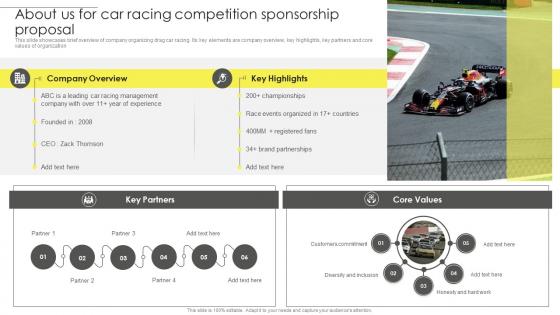 About Us For Car Racing Competition Sponsorship Proposal