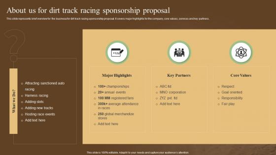 About Us For Dirt Track Racing Sponsorship Proposal Ppt Show Graphics Tutorials
