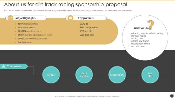 About Us For Dirt Track Racing Sponsorship Proposal Ppt Summary