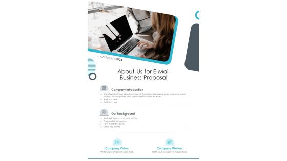 About Us For E Mail Business Proposal One Pager Sample Example Document