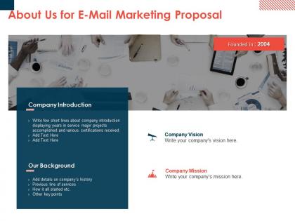 About us for e mail marketing proposal ppt powerpoint presentation styles model