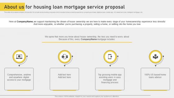 About Us For Housing Loan Mortgage Service Proposal