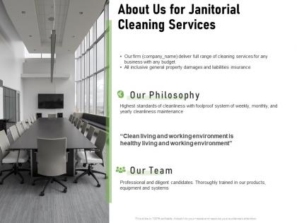 About us for janitorial cleaning services ppt powerpoint presentation summary tips