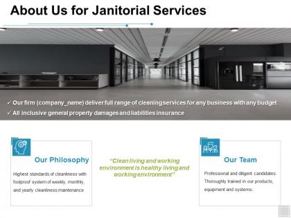 About us for janitorial services team ppt powerpoint presentation template designs