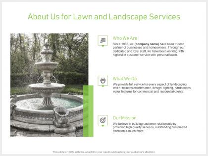 About us for lawn and landscape services powerpoint presentation file tips
