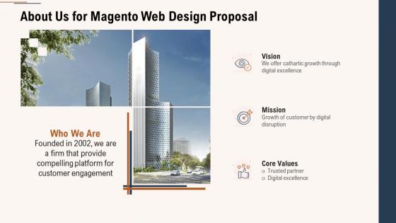 About us for magento web design proposal ppt powerpoint presentation gallery grid