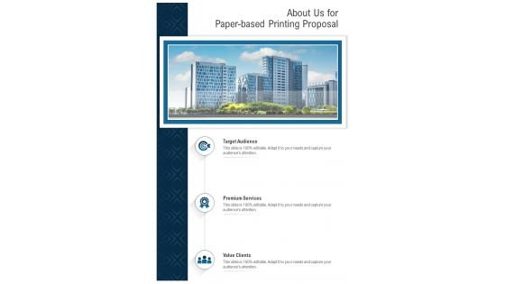About Us For Paper Based Printing Proposal One Pager Sample Example Document