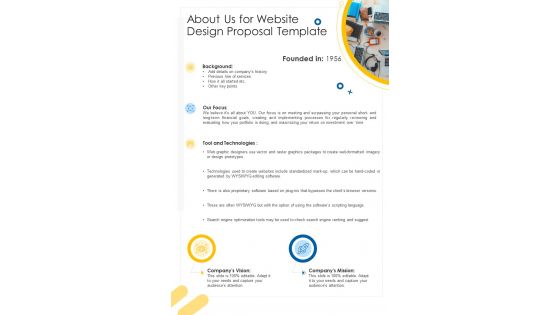 About Us For Website Design Proposal Template One Pager Sample Example Document