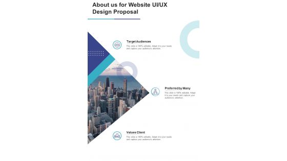 About Us For Website UI UX Design Proposal One Pager Sample Example Document