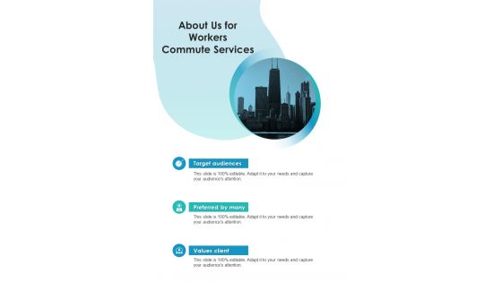 About Us For Workers Commute Proposal For Workers Commute One Pager Sample Example Document