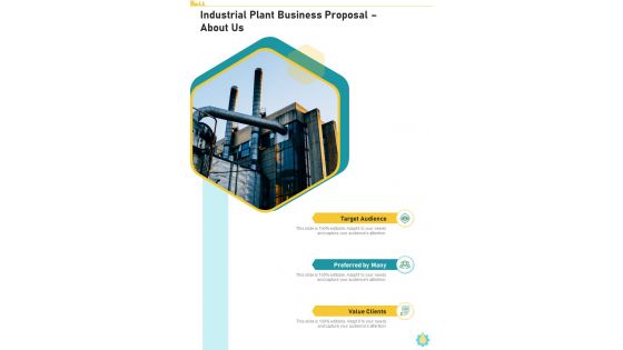About Us Industrial Plant Business Proposal One Pager Sample Example Document