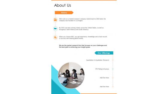 About Us Market Research Proposal Template One Pager Sample Example Document