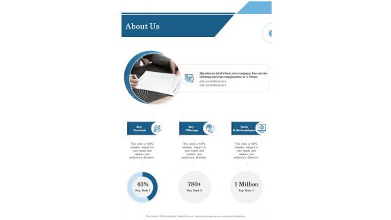 About Us Marketing Proposal One Pager Sample Example Document