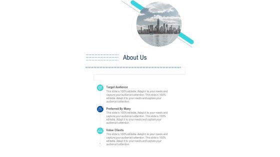About Us New Business Proposal One Pager Sample Example Document
