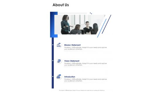 About Us Sample Business Proposal One Pager Sample Example Document