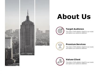 About us target audience premium services d86 ppt powerpoint presentation gallery aids