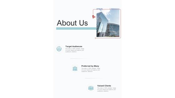 About Us Website Proposal One Pager Sample Example Document