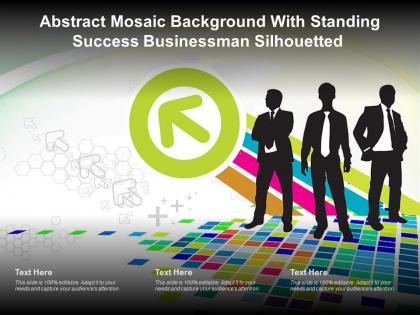 Abstract mosaic background with standing success businessman silhouetted