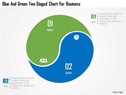 Ac blue and green two staged chart for business powerpoint template