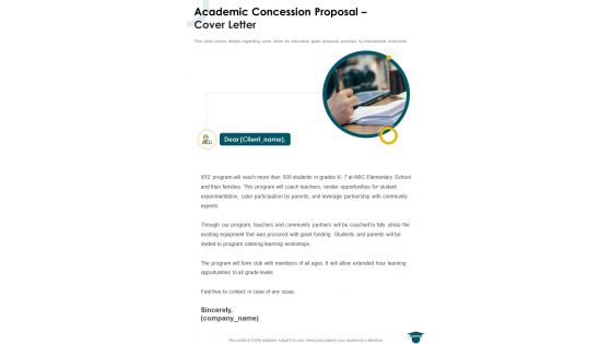 Academic Concession Proposal Cover Letter One Pager Sample Example Document