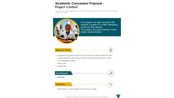 Academic Concession Proposal Project Context One Pager Sample Example Document