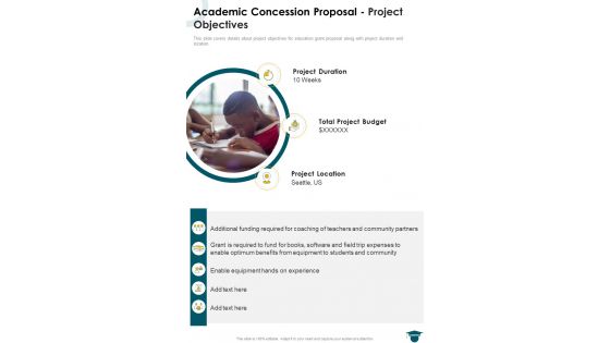Academic Concession Proposal Project Objectives One Pager Sample Example Document