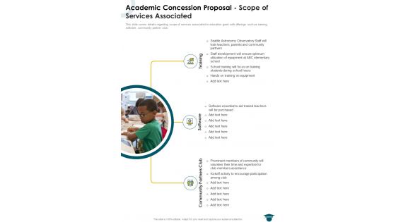 Academic Concession Proposal Scope Of Services Associated One Pager Sample Example Document