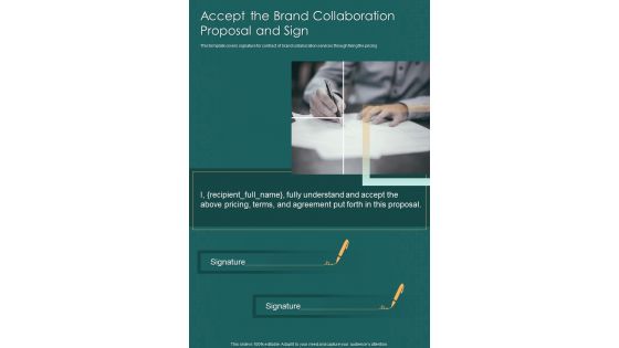 Accept The Brand Collaboration Proposal And Sign One Pager Sample Example Document