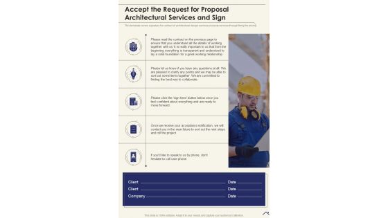 Accept The Request For Proposal Architectural Services And Sign One Pager Sample Example Document