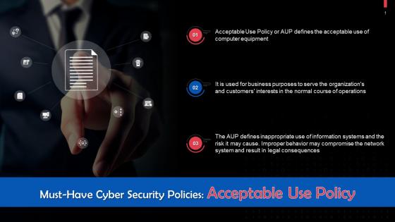 Acceptable Use Policy In Cybersecurity Training Ppt