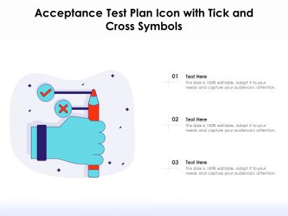 Acceptance test plan icon with tick and cross symbols