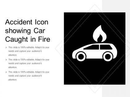 Accident icon showing car caught in fire