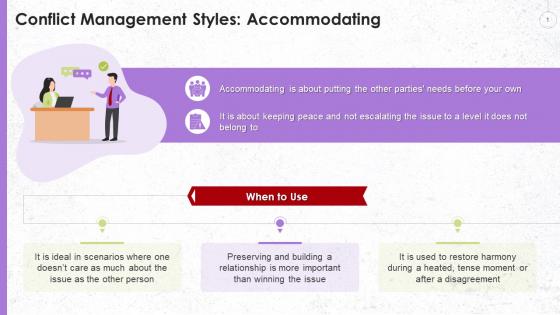 Accommodating As A Conflict Management Style Training Ppt