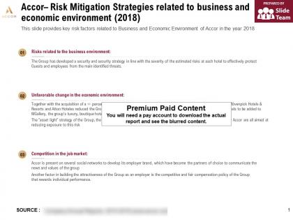 Accor risk mitigation strategies related to business and economic environment 2018