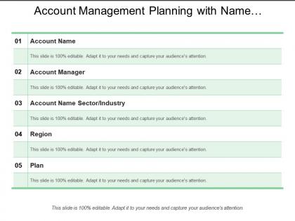 Account management planning with name sector region