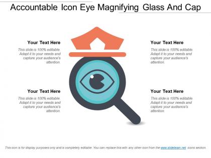 Accountable icon eye magnifying glass and cap