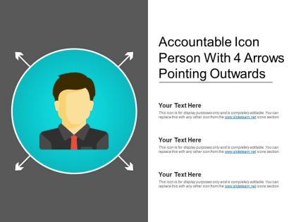 Accountable icon person with 4 arrows pointing outwards