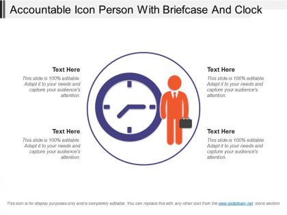 Accountable icon person with briefcase and clock