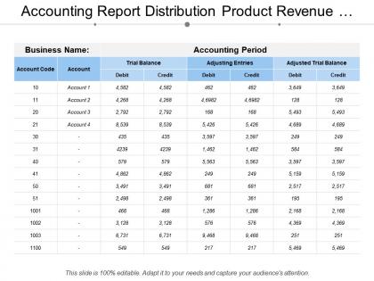 Accounting report distribution product revenue expenses customer incomed