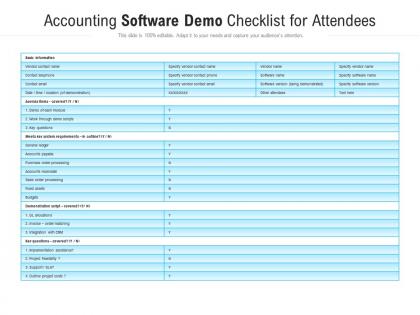 Accounting software demo checklist for attendees