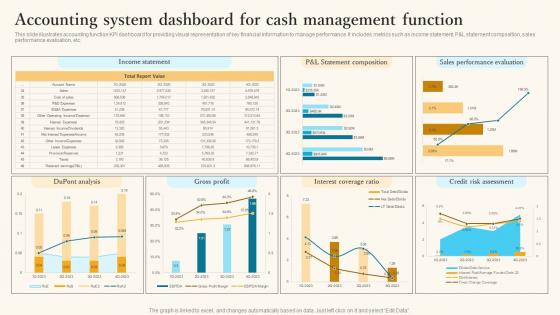 Accounting System Dashboard For Cash Management Function