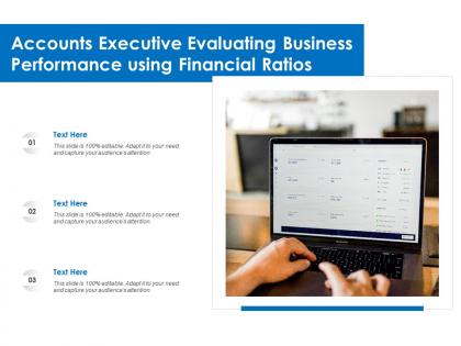 Accounts executive evaluating business performance using financial ratios