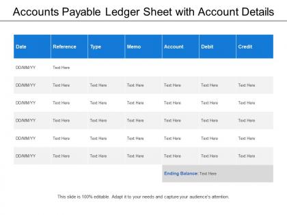 Accounts payable ledger sheet with account details